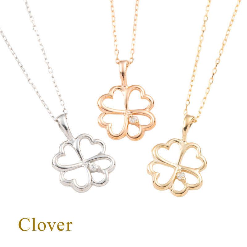 K10 YG/PG/WG　クローバーネックレス